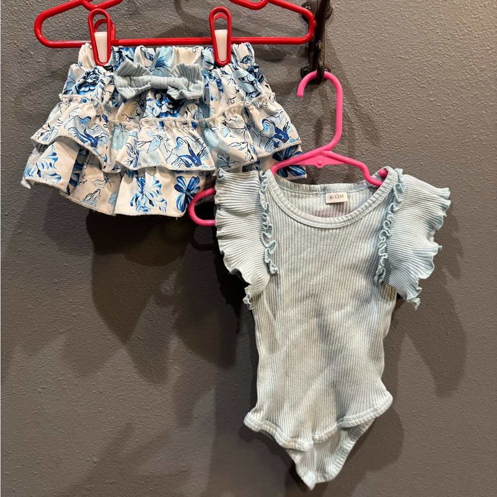 Blue and White Ruffled Kids Outfit